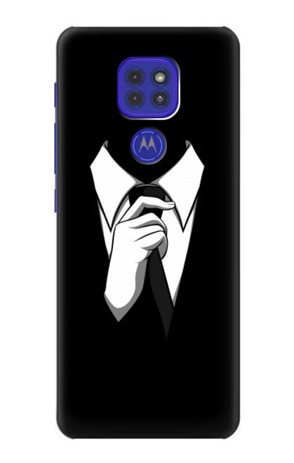 W1591 Anonymous Man in Black Suit Hard Case and Leather Flip Case For Motorola Moto G9 Play