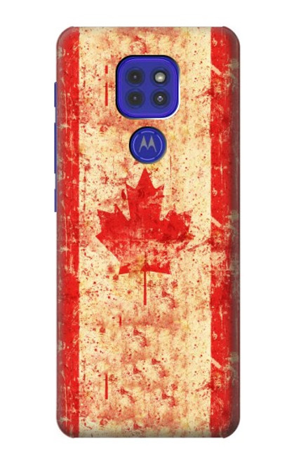 W1603 Canada Flag Old Vintage Hard Case and Leather Flip Case For Motorola Moto G9 Play