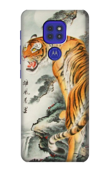 W1934 Chinese Tiger Painting Hard Case and Leather Flip Case For Motorola Moto G9 Play