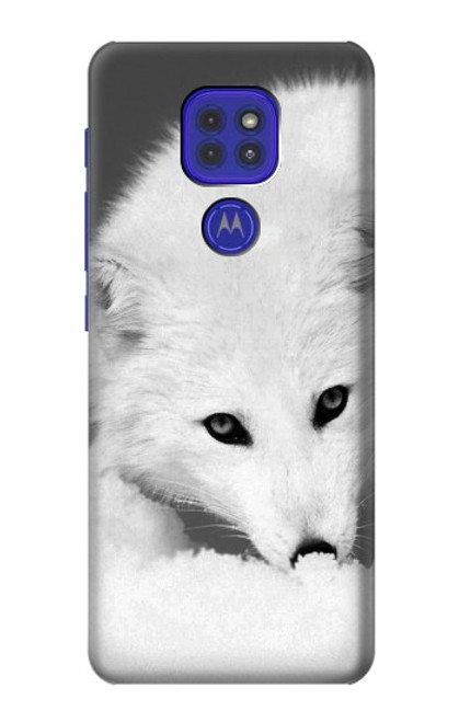 W2569 White Arctic Fox Hard Case and Leather Flip Case For Motorola Moto G9 Play