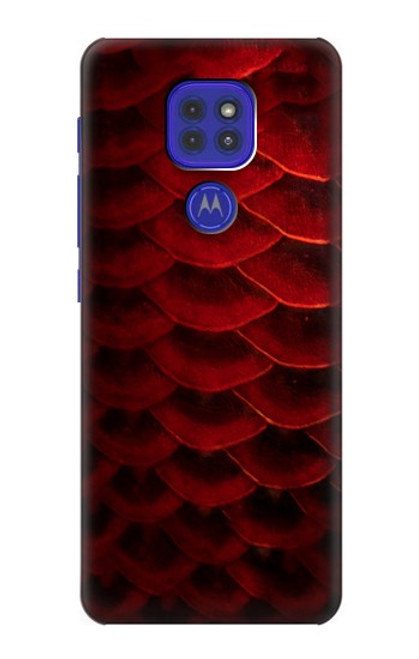 W2879 Red Arowana Fish Scale Hard Case and Leather Flip Case For Motorola Moto G9 Play