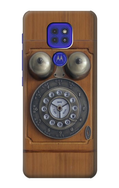 W3146 Antique Wall Retro Dial Phone Hard Case and Leather Flip Case For Motorola Moto G9 Play