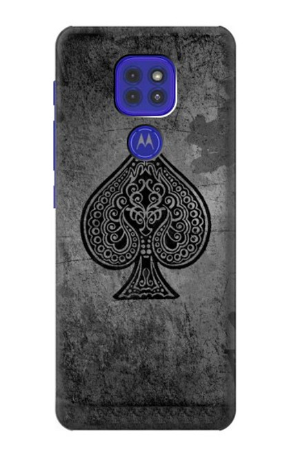 W3446 Black Ace Spade Hard Case and Leather Flip Case For Motorola Moto G9 Play