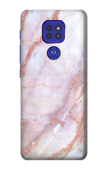 W3482 Soft Pink Marble Graphic Print Hard Case and Leather Flip Case For Motorola Moto G9 Play