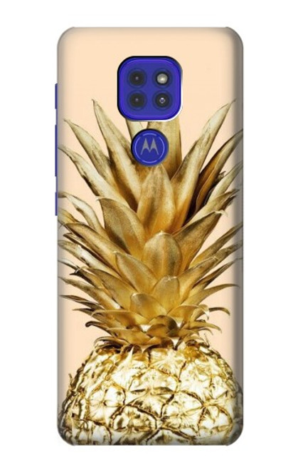 W3490 Gold Pineapple Hard Case and Leather Flip Case For Motorola Moto G9 Play