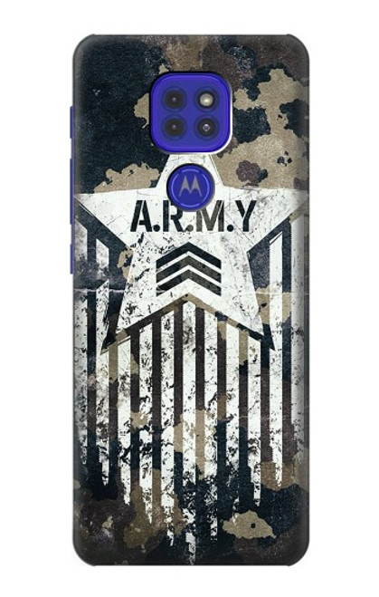 W3666 Army Camo Camouflage Hard Case and Leather Flip Case For Motorola Moto G9 Play