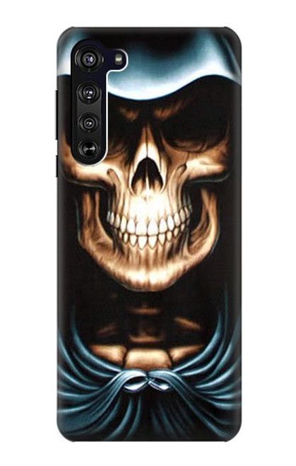 W0225 Skull Grim Reaper Hard Case and Leather Flip Case For Motorola Edge