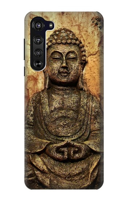 W0344 Buddha Rock Carving Hard Case and Leather Flip Case For Motorola Edge