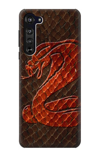 W0663 Cobra Snake Skin Hard Case and Leather Flip Case For Motorola Edge