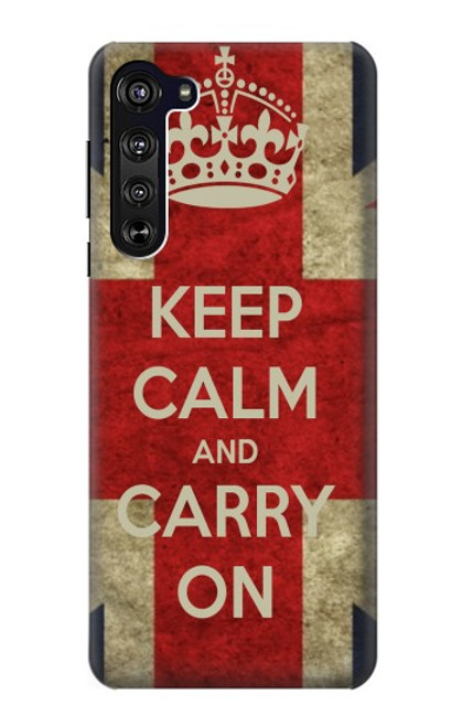 W0674 Keep Calm and Carry On Hard Case and Leather Flip Case For Motorola Edge