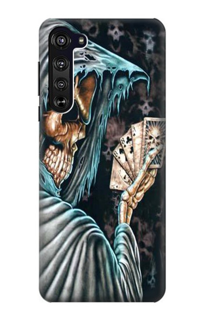 W0748 Grim Reaper Death Poker Hard Case and Leather Flip Case For Motorola Edge