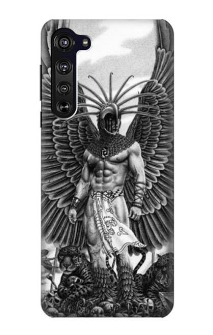 W1235 Aztec Warrior Hard Case and Leather Flip Case For Motorola Edge