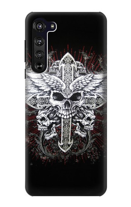 W1434 Skull Wing Tattoo Biker Hard Case and Leather Flip Case For Motorola Edge