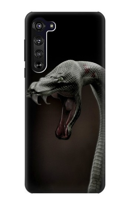 W1597 Black Mamba Snake Hard Case and Leather Flip Case For Motorola Edge