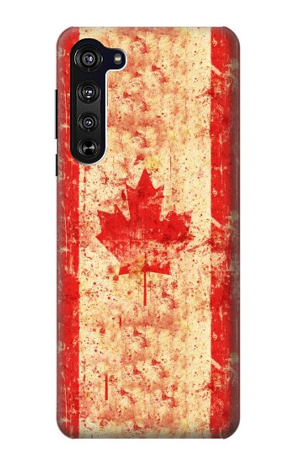 W1603 Canada Flag Old Vintage Hard Case and Leather Flip Case For Motorola Edge