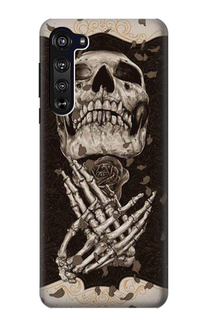 W1676 Skull Rose Hard Case and Leather Flip Case For Motorola Edge