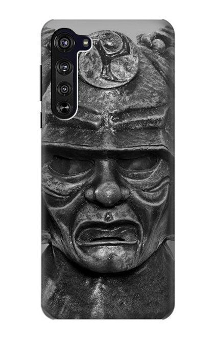 W1827 Japan Samurai Helmet Hard Case and Leather Flip Case For Motorola Edge