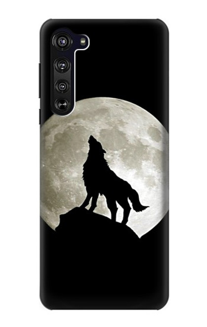 W1981 Wolf Howling at The Moon Hard Case and Leather Flip Case For Motorola Edge