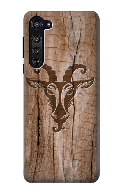 W2183 Goat Wood Graphic Printed Hard Case and Leather Flip Case For Motorola Edge