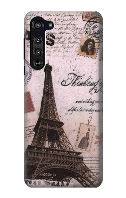 W2211 Paris Postcard Eiffel Tower Hard Case and Leather Flip Case For Motorola Edge