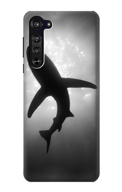 W2367 Shark Monochrome Hard Case and Leather Flip Case For Motorola Edge