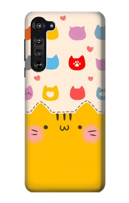 W2442 Cute Cat Cartoon Funny Hard Case and Leather Flip Case For Motorola Edge