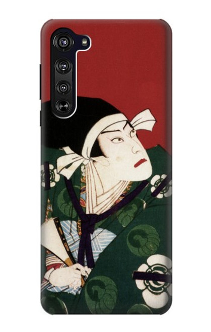 W2498 Japan Art Toyohara Kunichika Hard Case and Leather Flip Case For Motorola Edge