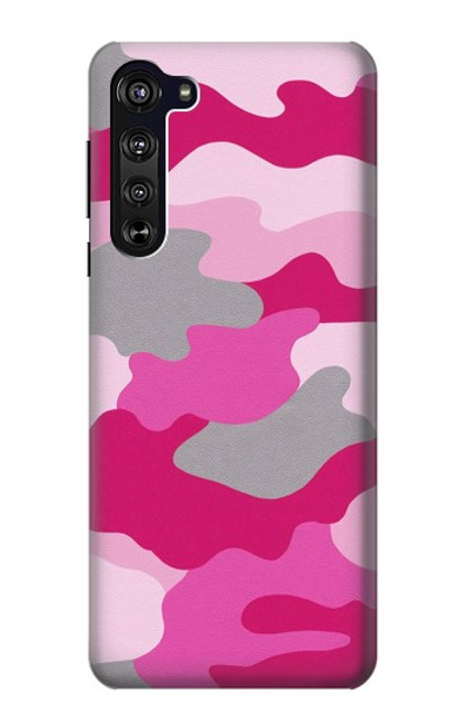 W2525 Pink Camo Camouflage Hard Case and Leather Flip Case For Motorola Edge