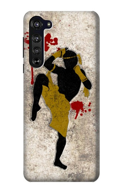 W2635 Muay Thai Kickboxing Fight Blood Hard Case and Leather Flip Case For Motorola Edge