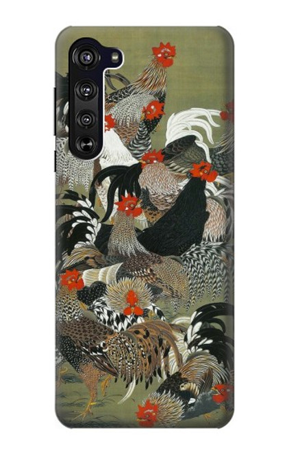 W2699 Ito Jakuchu Rooster Hard Case and Leather Flip Case For Motorola Edge