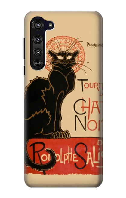 W2739 Chat Noir Black Cat Vintage Hard Case and Leather Flip Case For Motorola Edge