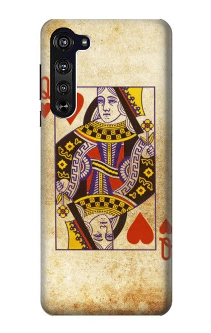 W2833 Poker Card Queen Hearts Hard Case and Leather Flip Case For Motorola Edge