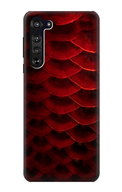 W2879 Red Arowana Fish Scale Hard Case and Leather Flip Case For Motorola Edge