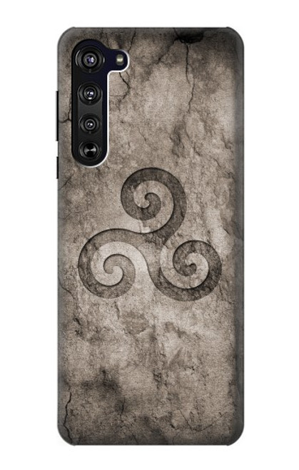 W2892 Triskele Symbol Stone Texture Hard Case and Leather Flip Case For Motorola Edge