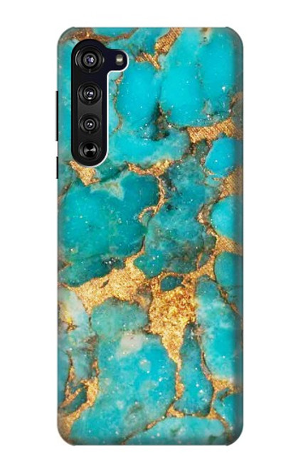 W2906 Aqua Turquoise Stone Hard Case and Leather Flip Case For Motorola Edge