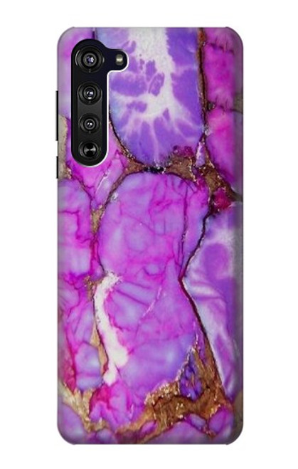 W2907 Purple Turquoise Stone Hard Case and Leather Flip Case For Motorola Edge