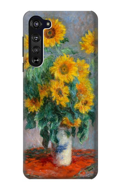 W2937 Claude Monet Bouquet of Sunflowers Hard Case and Leather Flip Case For Motorola Edge