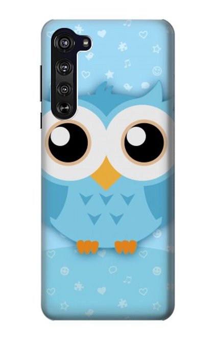 W3029 Cute Blue Owl Hard Case and Leather Flip Case For Motorola Edge