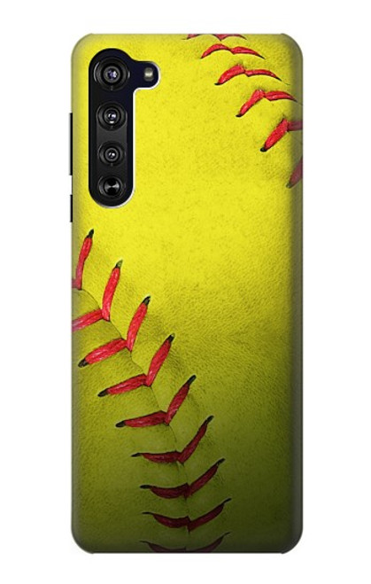 W3031 Yellow Softball Ball Hard Case and Leather Flip Case For Motorola Edge