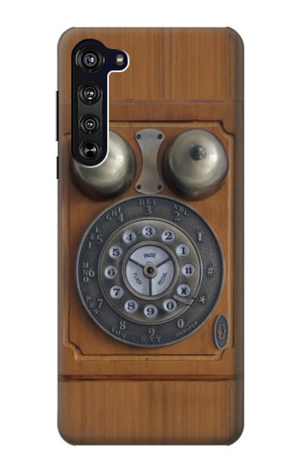 W3146 Antique Wall Retro Dial Phone Hard Case and Leather Flip Case For Motorola Edge