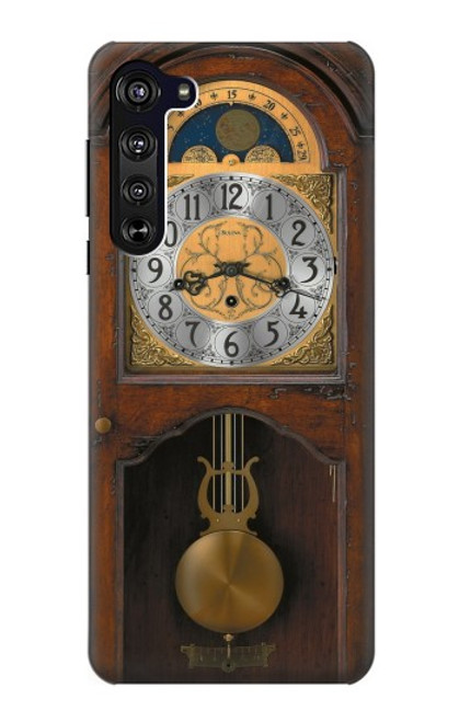 W3173 Grandfather Clock Antique Wall Clock Hard Case and Leather Flip Case For Motorola Edge