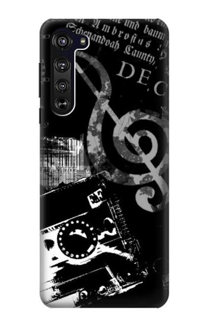 W3197 Music Cassette Note Hard Case and Leather Flip Case For Motorola Edge