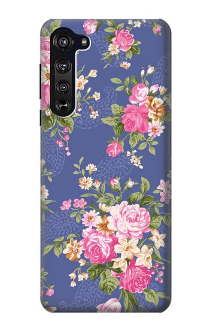 W3265 Vintage Flower Pattern Hard Case and Leather Flip Case For Motorola Edge