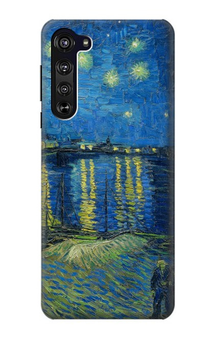 W3336 Van Gogh Starry Night Over the Rhone Hard Case and Leather Flip Case For Motorola Edge