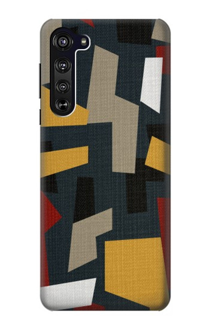 W3386 Abstract Fabric Texture Hard Case and Leather Flip Case For Motorola Edge