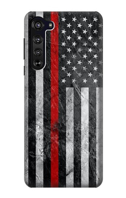 W3687 Firefighter Thin Red Line American Flag Hard Case and Leather Flip Case For Motorola Edge