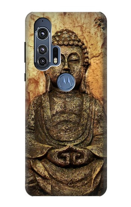 W0344 Buddha Rock Carving Hard Case and Leather Flip Case For Motorola Edge+