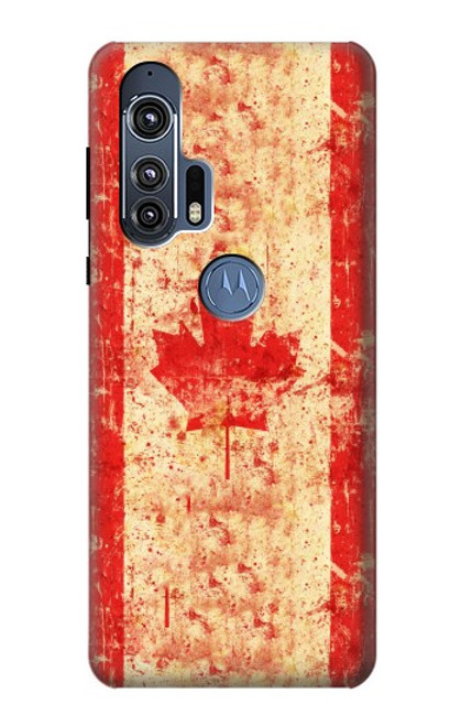 W1603 Canada Flag Old Vintage Hard Case and Leather Flip Case For Motorola Edge+