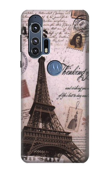 W2211 Paris Postcard Eiffel Tower Hard Case and Leather Flip Case For Motorola Edge+