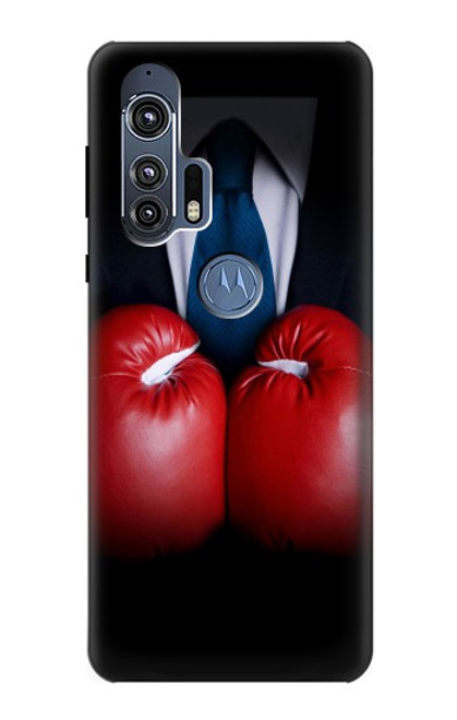 W2261 Businessman Black Suit With Boxing Gloves Hard Case and Leather Flip Case For Motorola Edge+